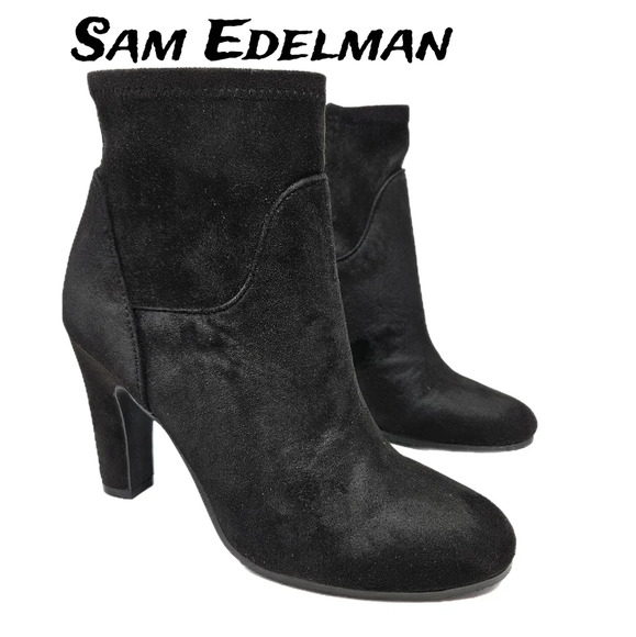 Sam Edelman Womens Sia Black Faux Suede Stretch Ankle Boots Sz 6.5M - Picture 1 of 10